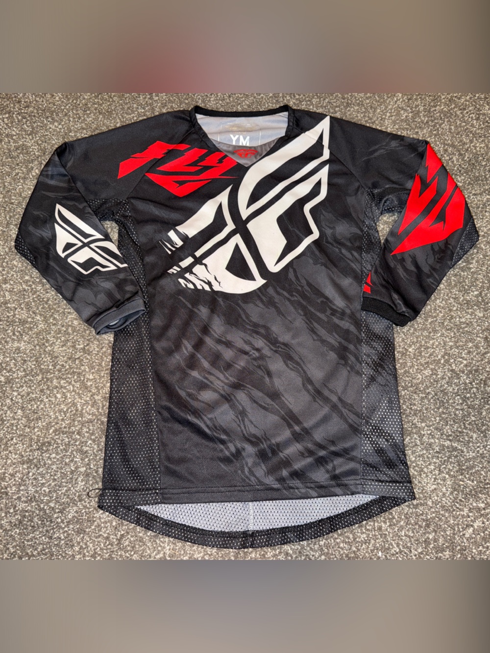 Fly Racing Youth Black and Red MX Jersey size M